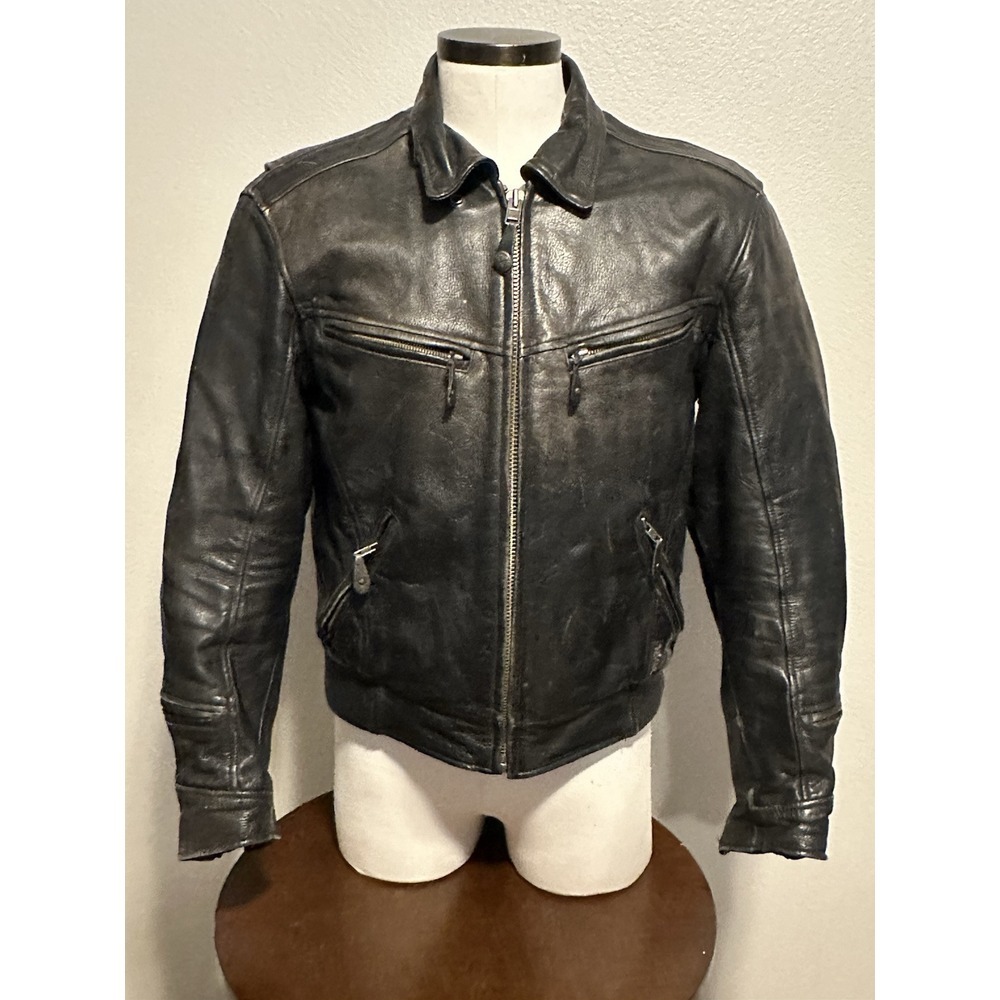 XPERT Performance‎ Gear Black Leather Motorcycle Padded Biker Jacket Mens Sz M